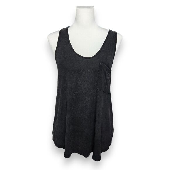 She + Sky Soft Knotted Back Distressed Tank Top Size S Black - Picture 1 of 9